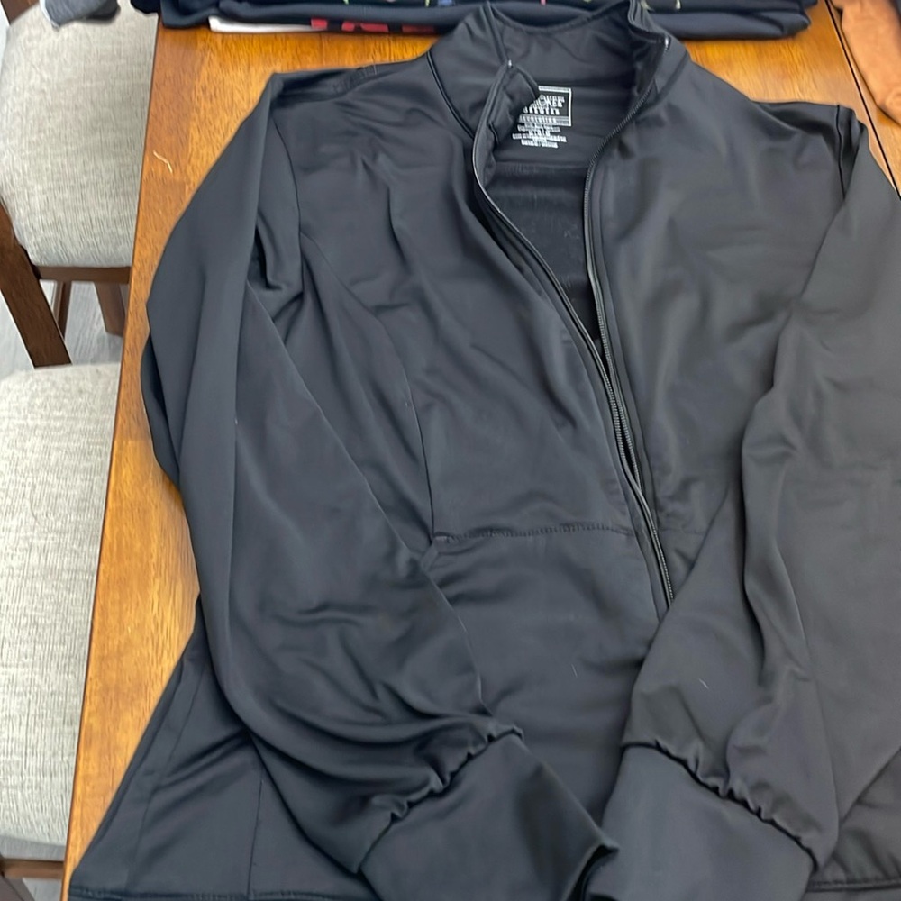 Cherokee activewear, workwear, revolution, black zip front jacket